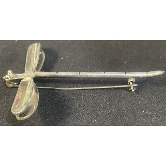 MEXICO STERLING SILVER 3D DRAGONFLY VINTAGE PIN BROOCH - Picture 3 of 6